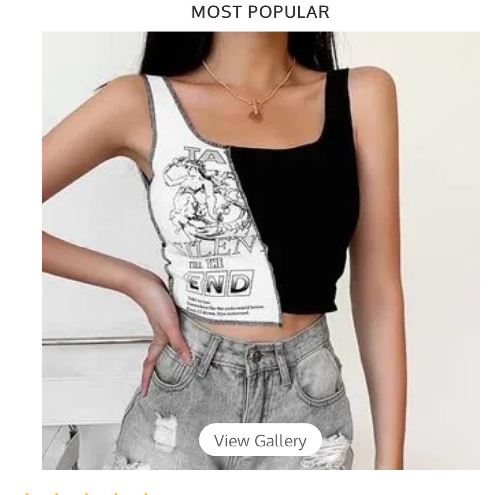 Y2K salmone cartoon print tank top